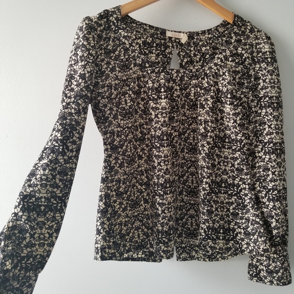 Anthropologie Tulle Long Sleeve Button Back Blouse - Picture 5 of 7